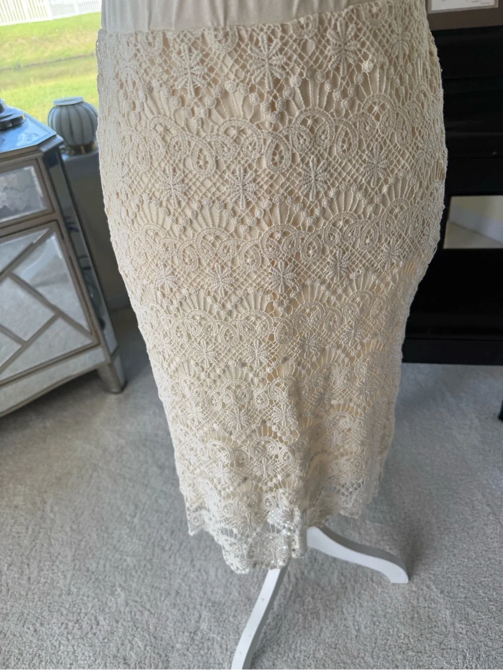 Adiva cream cotton lace scalloped hem skirt coquette elegant feminine womens